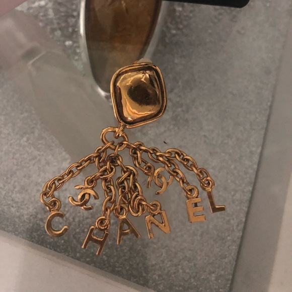 Vintage authentic Chanel clip on earrings dangle rare - Picture 3 of 6